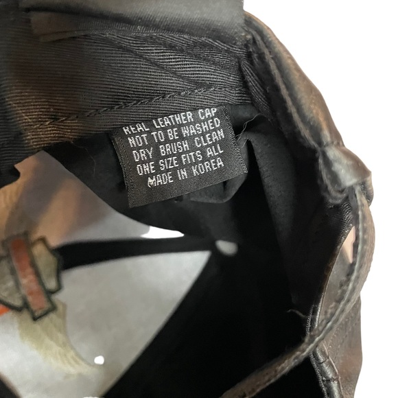 Vintage Genuine Leather Harley Davidson Strap-back  Motorcycle Riding Hat Cap - Picture 4 of 16